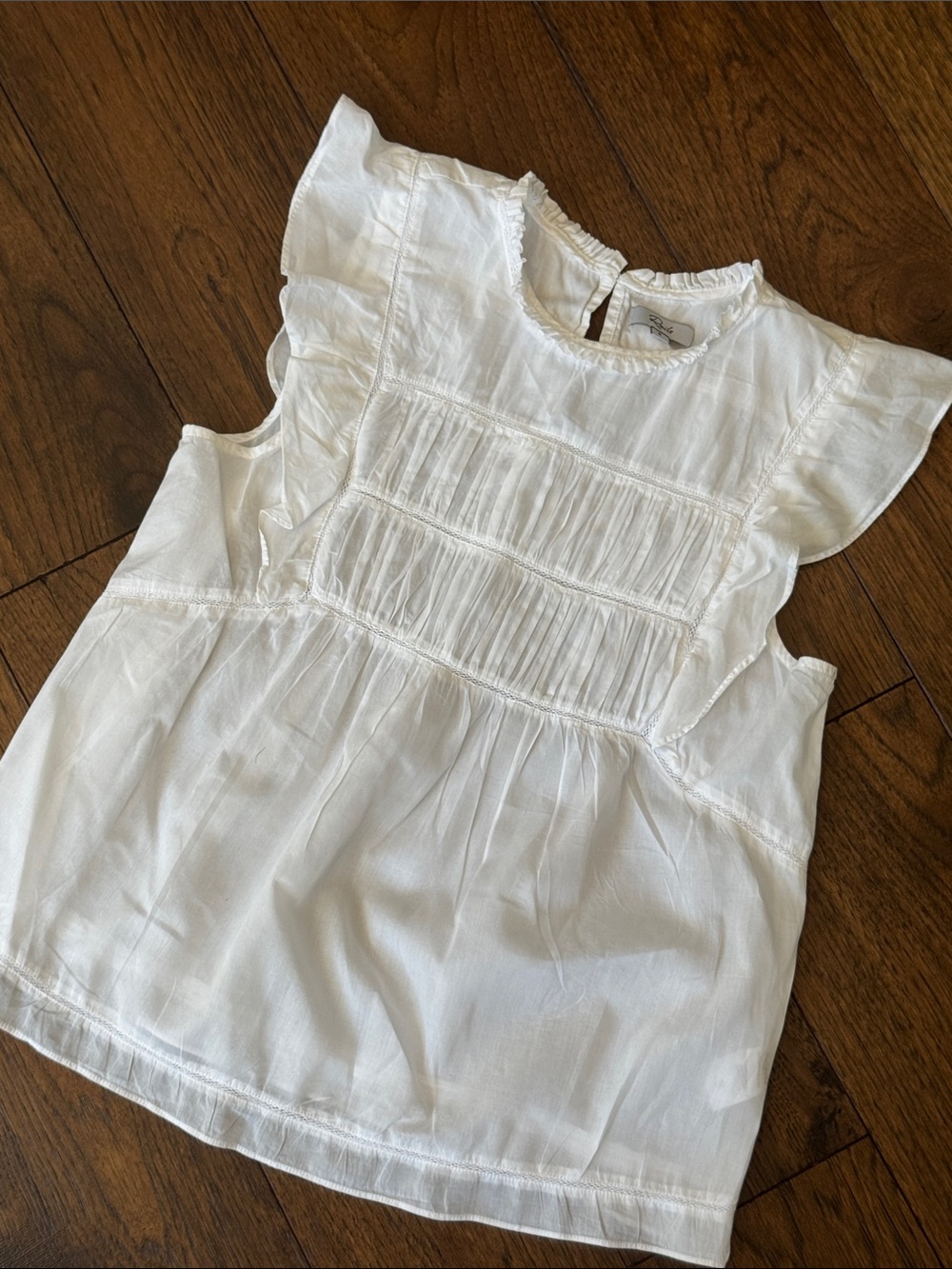 Rails White Ruffle Sleeve Top - Lightweight Cotton